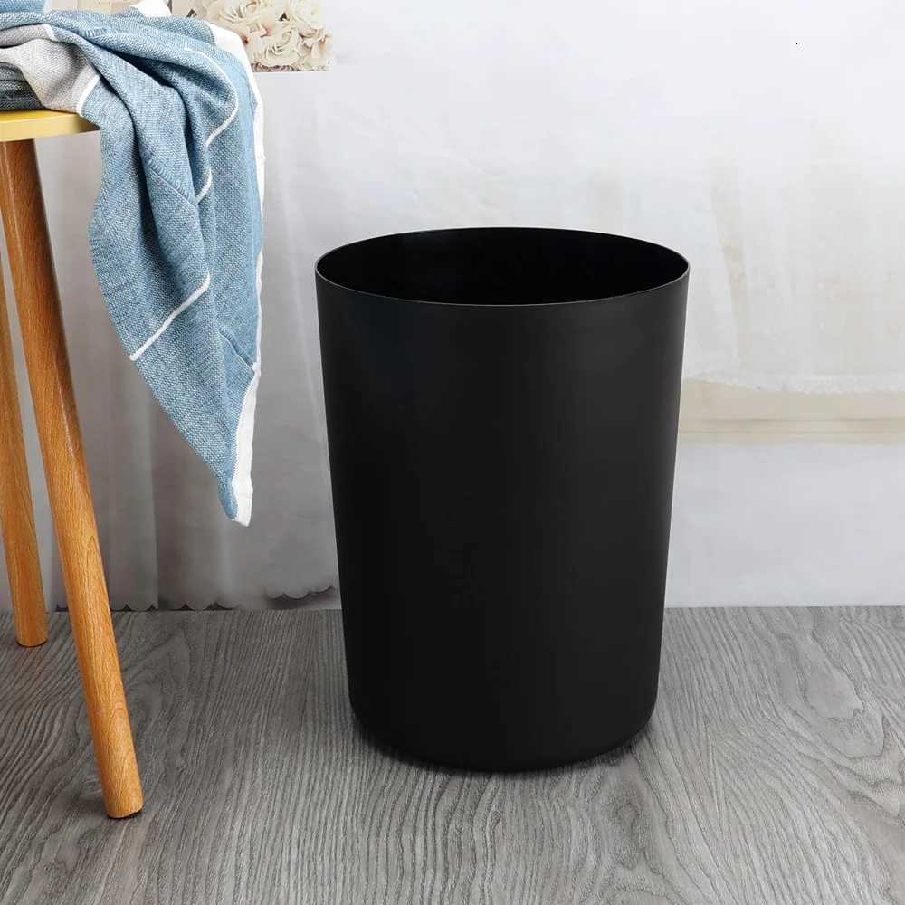 2 Pack 5 Gallon Black Plastic Wastebasket Indoor Trash Can Durable Easy Clean Ideal Office Home C251120
