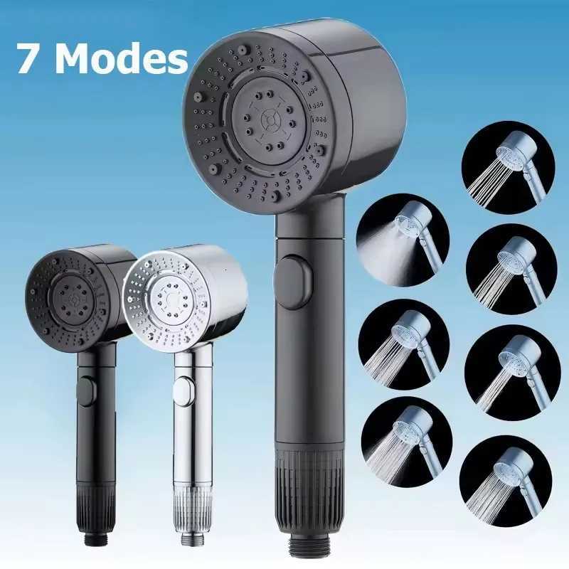 7 Spray Filtered Shower Head High-Pressure Handheld Water Saving Showerhead Fall Resistance Black Faucet Bathroom Shower NozzleM251120