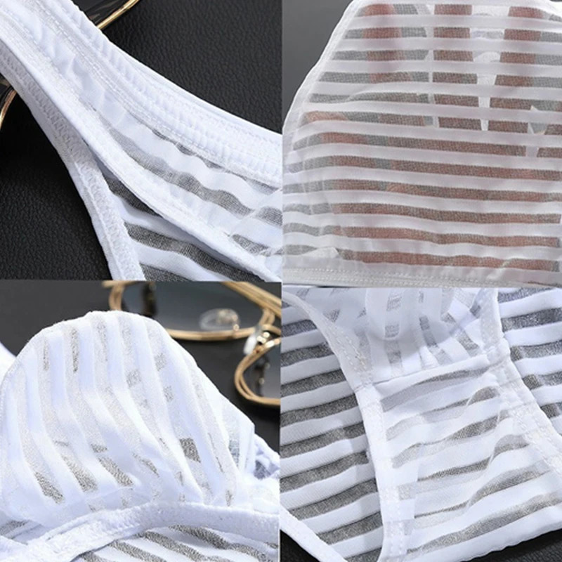 1 piece of mens underwear ultrathin transparent mesh summer fabric ice silk seamless sexy shorts breathable 250417