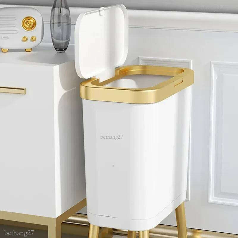 15L Kitchen Standing Trash Can Large-capacity Bin Dustbin Bathroom Bucket Toilet Wastebasket Garbage Office Trash Can with Lid 240809