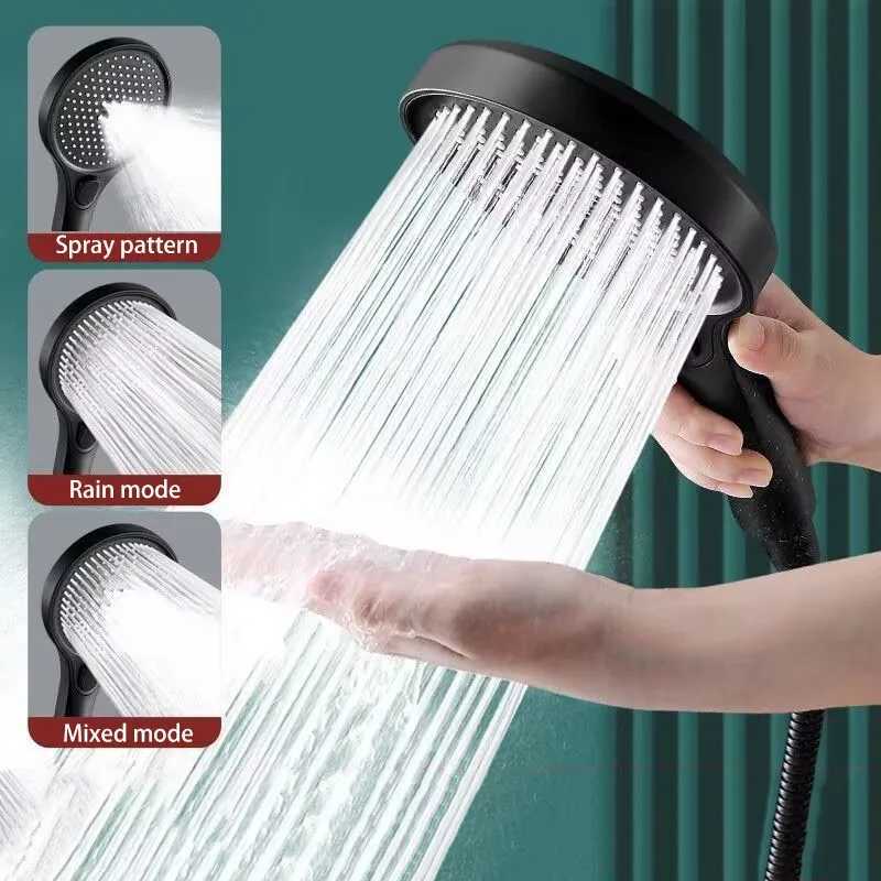 Showerhead 3 modes shower for bathroom items large panel accessories knobs showers replete portable heads parts fixture homeM251120