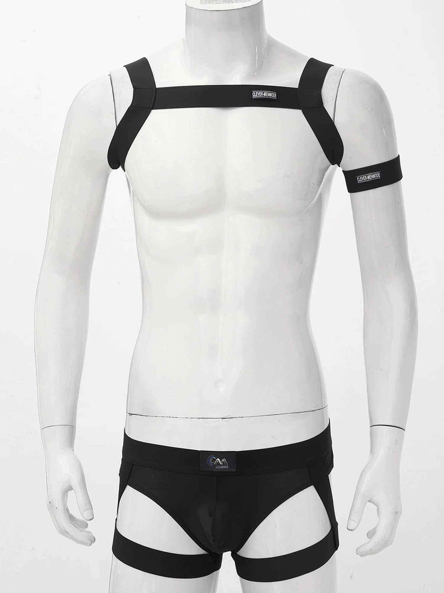 Mens 2 Piece Stretchy Body Chest Harness Garter Belt Boxer Briefs Jockstrap Underwear Athletic Supporter Suspender BodysuitW251120