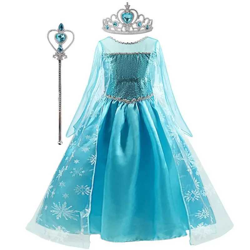 Disney Frozen Elsa Princess Dress for Girls Kids Birthday Role Play Frozen Costume Fancy 2025 Carnival Princess Dress up Party CostumeXJ250420