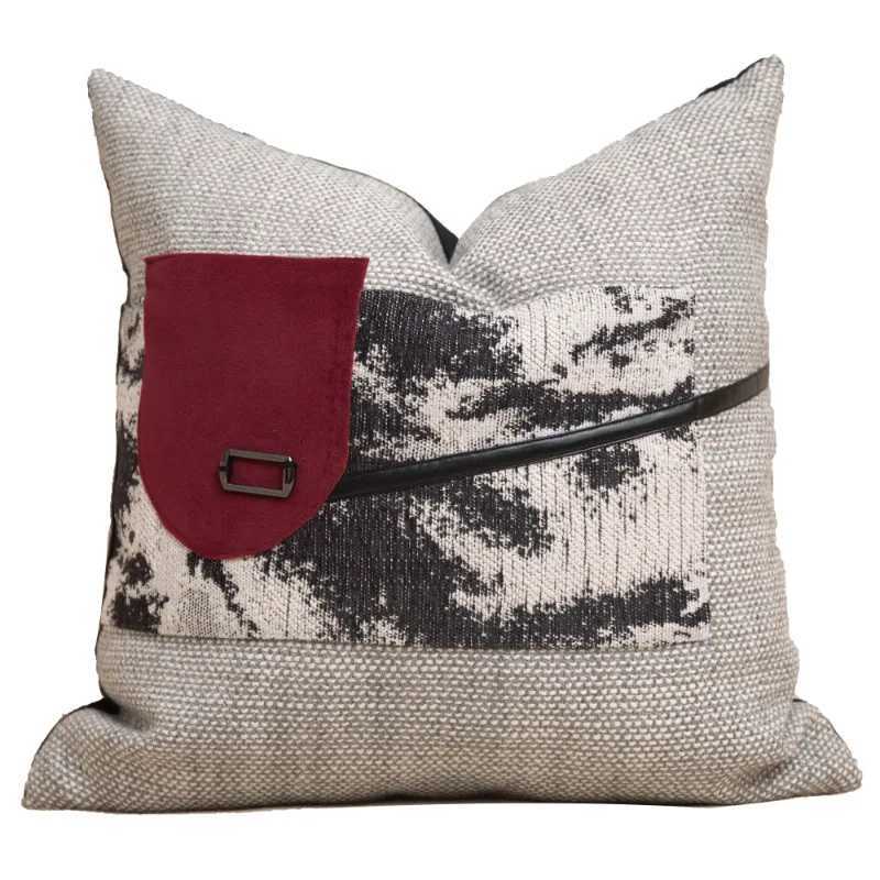 Pillow Case Luxury Cushion Cover Chinese Ink Wash Style Decorative s Red Grey Case Home Decor 45x45 Throw s C251120