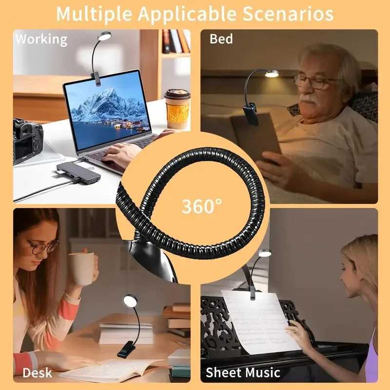 1/2/4pcs Circular book holder lamp 31 lamps USB charging version reading lamp with 3 color temperatures variable dimming M251120