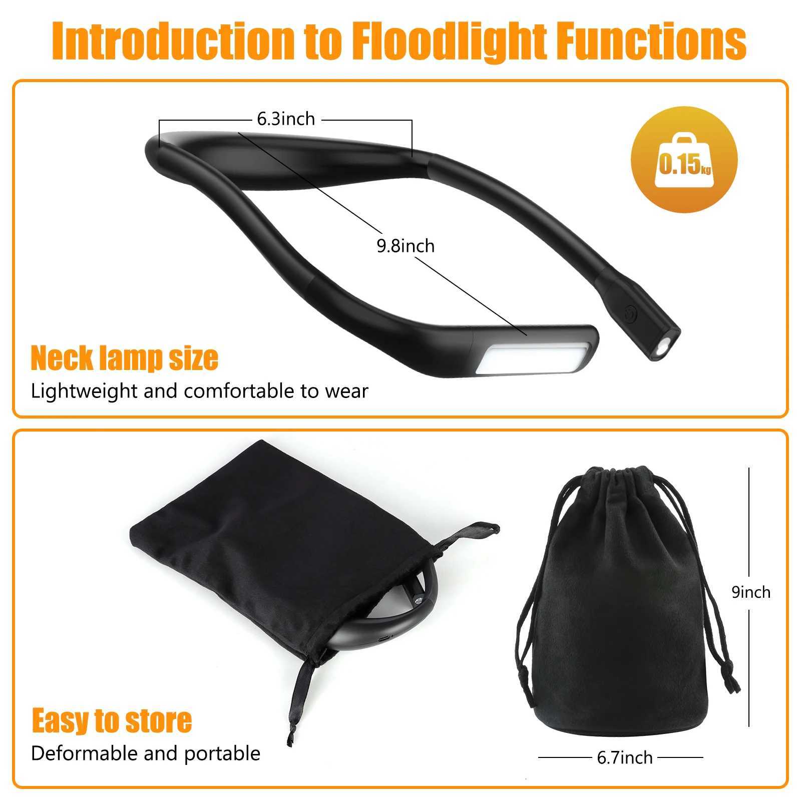LED Neck Reading Lights Rechargeable Flexible Reading Lamp Bendable Adjustable Portable Hanging Book Light For Camping Lighting M251120