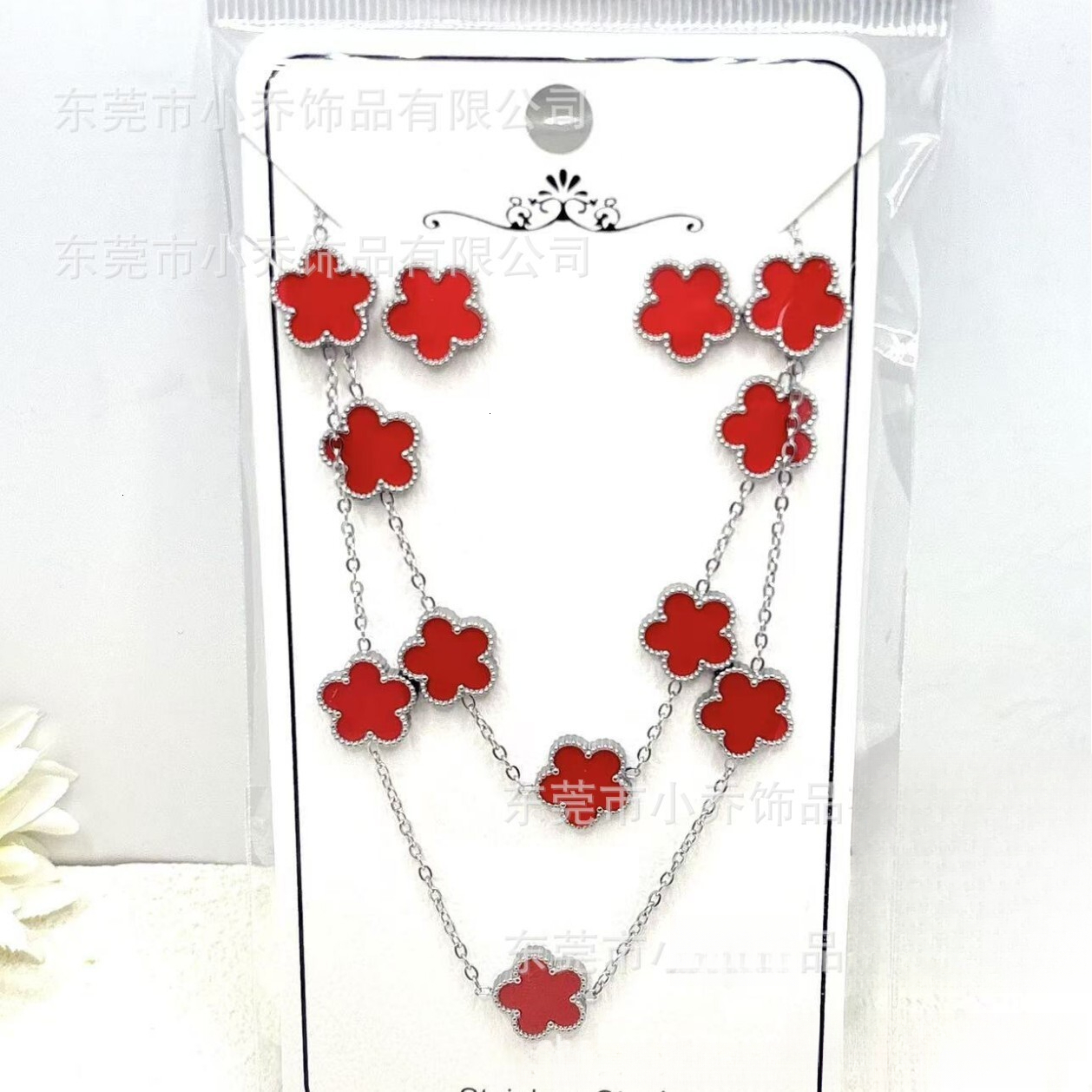 Free Luxury Shipping Of Designer Bracelets Clover Bracelet Fashion Jewelry Five-leaf Flower Three-piece Set Necklace Bracelet Earrings Stainless Steel