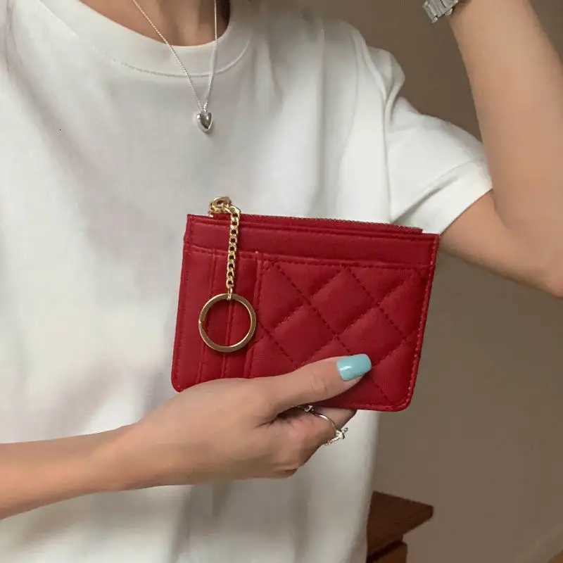 Minimalist Lingge Zero Wallet for Ladies Creative Chain Zipper Bag Ultra Thin Portable Coin Bag Womens Multi Card ID BagW251120