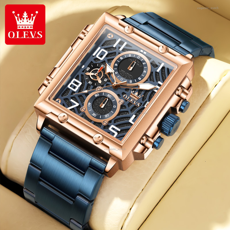 OLEVS Designer Men's Watches Fashionable Youth Business Square Quartz Watches Luminous Waterproof Men's Watches Luxury Watches Free Delivery