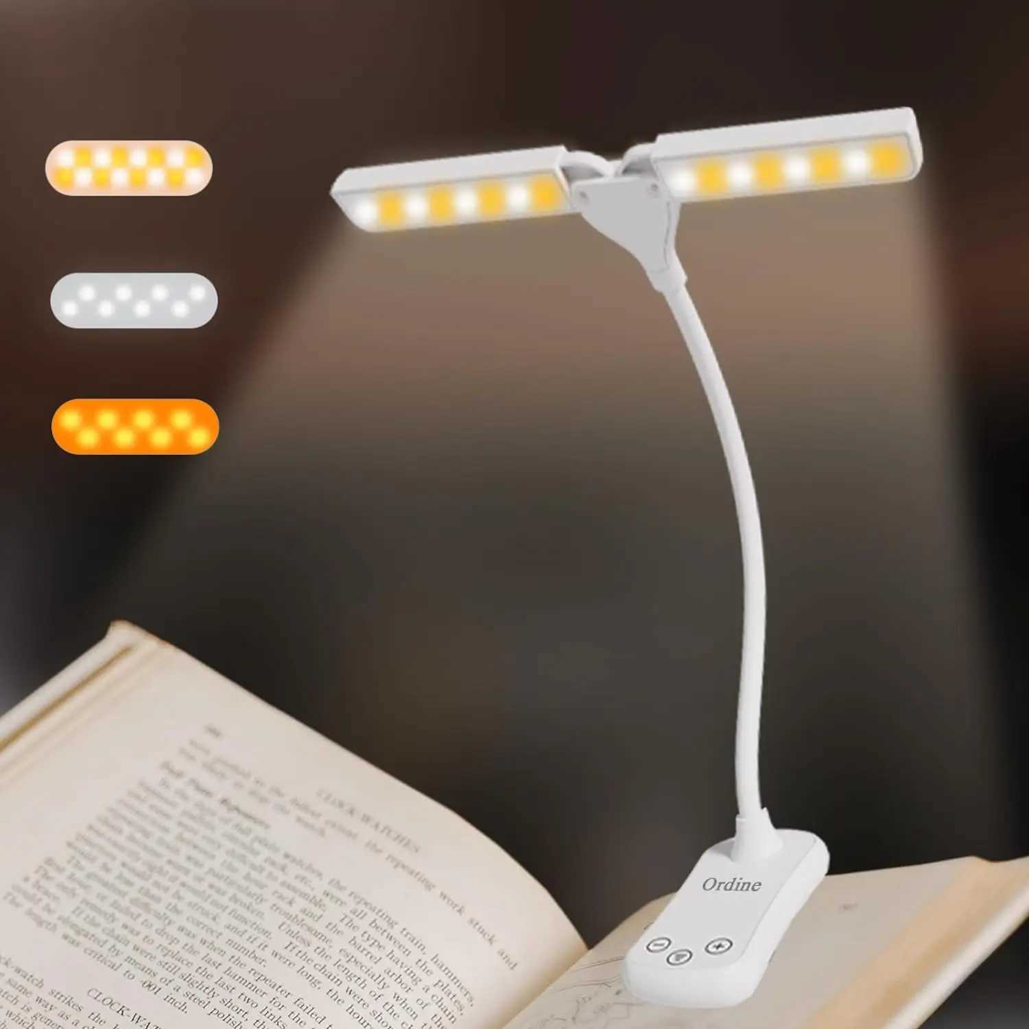 Book Light for Reading in Bed Clip on Reading Light Rechargeable Bookmark Lamp Eye Caring Booklight 3Color Temp Stepless Dimming M251120