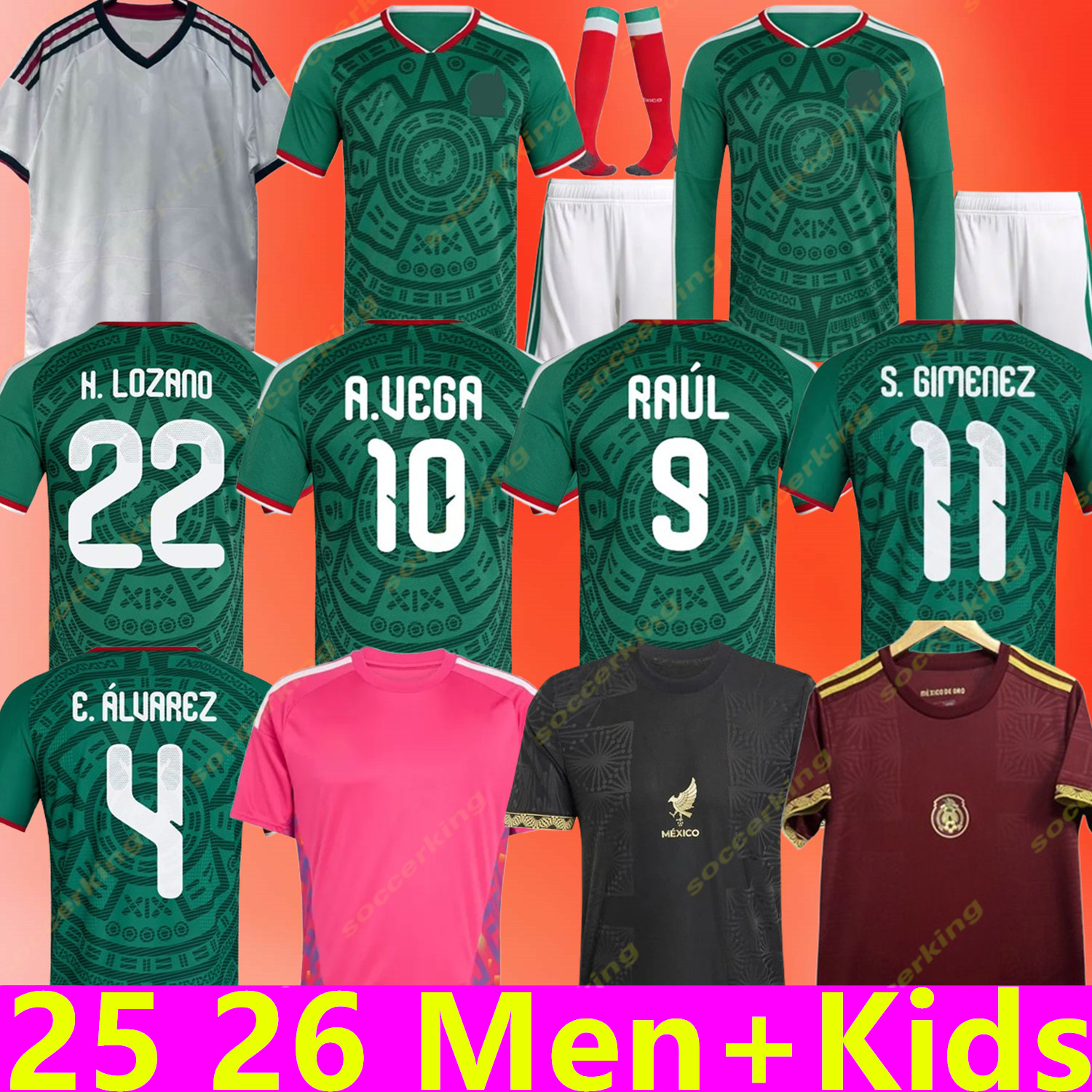 25 26 Mexico Gold Cup Soccer Jerseys CHICHARITO 2025 2026 National Team Football Shirt Men Kids Kit Home Away Camisetas Copa America Maillot Mexique A. VEGA RAUL L. ROMO
