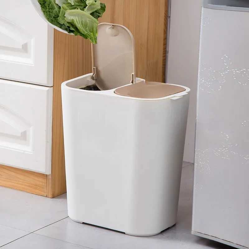 Dual Compartment Garbage Bin Double Compartment Trash Can Kitchen Dry Wet ified Waste Bin C251120