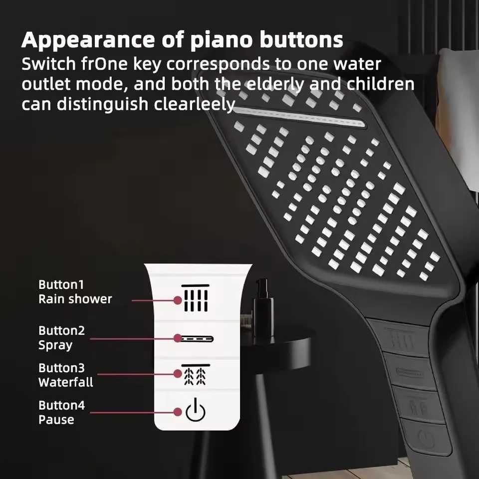 Upgraded 7 Modes Large Flow Shower Head Adjustable One Key Stop High-pressure Water-saving Showerheads Bathroom AccessoriesM251120