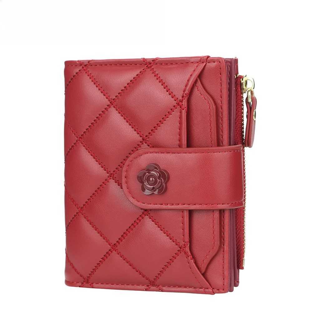 Lingge Women Wallets Short Solid Color Flower Hasp Coin Purses Female Tassel Zipper Pu Leather Credit Card Holder Clutch BagW251120
