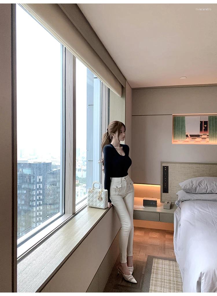 Women's Jeans Fleece Winter Elegant For Women Vintage Spicy Girl Low Waist Workwear Slim Fit Leg Length Casual Pants 2025 Summer Z260313