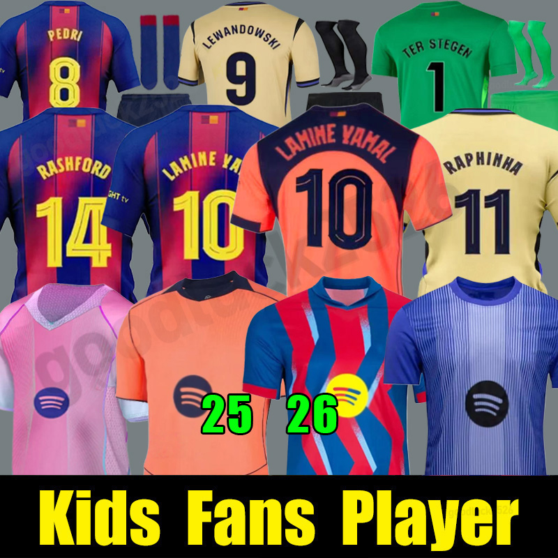25 26 PEDRI LAMINE YAMAL soccer jerseys OLMO LEWANDOWSKI R ARAUJO FERRAN football shirt 24 2025 2026 DE JONG KOUNDE camiseta de futbol men kids kit RAPHINHA GAVI 888