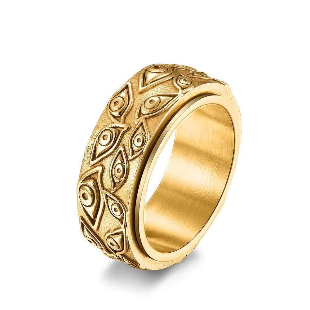 DHCollections Engraved Stainless Steel Ring for Men Rotating Matte Band Jewelry Multiple Sizes