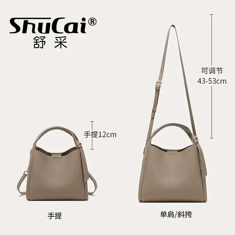 Genuine Leather Women's Handbag Shoulder Fashion Bucket Cowhide Crossbody Designer Bag For Women