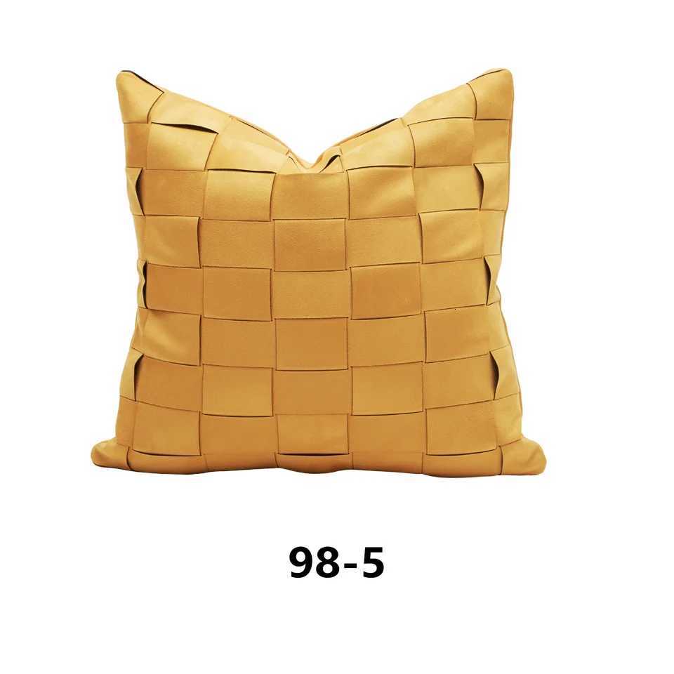 Pillow Case Luxury Suede Cover 18x18 Handmade Basketweave Brown Geometric Plaid Cushion Cover Soft Ins Modern Farmhouse Home Decor C251120