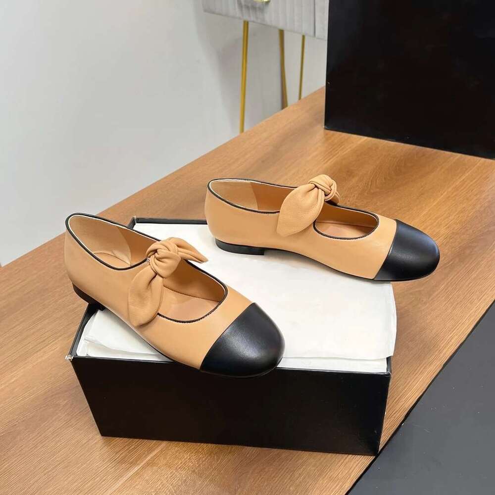 New Women Size35-41 Genuine Leather Ballet Flats Butterfly Knot Round Toes Mixed Colors Designer Shoes atillas De Mujer