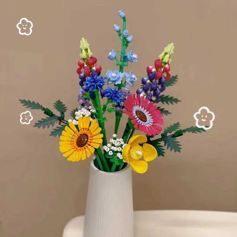 New 9 wildflower branches decorative accessories building blocks creative plant series gift for girlfriend 10313 Y250420