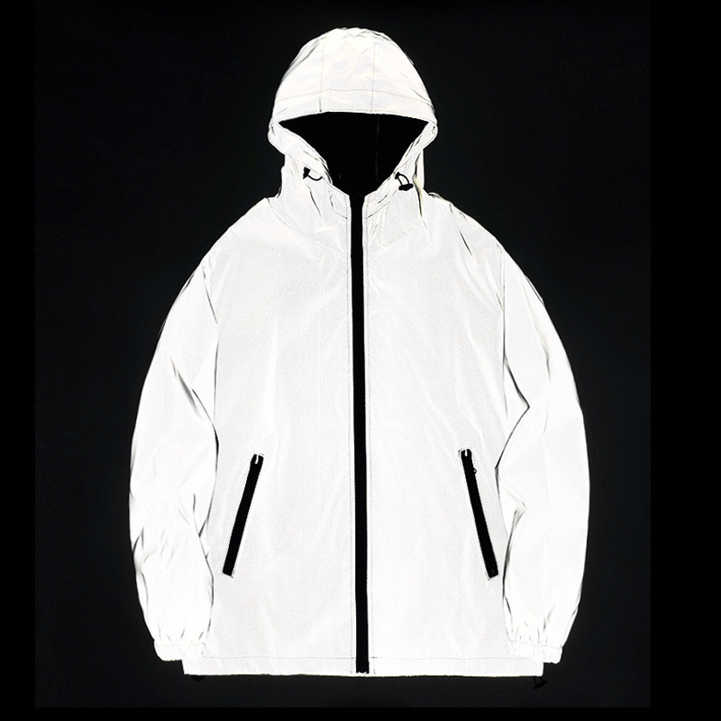 Autumn couple luminous jacket charge windbreaker brand loose large reflective coat coat men