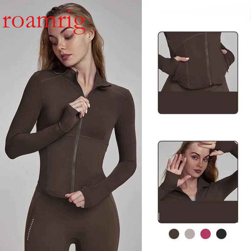 Womens yoga sports jacket zipper womens running and fiess clothing with thumb hole 241028
