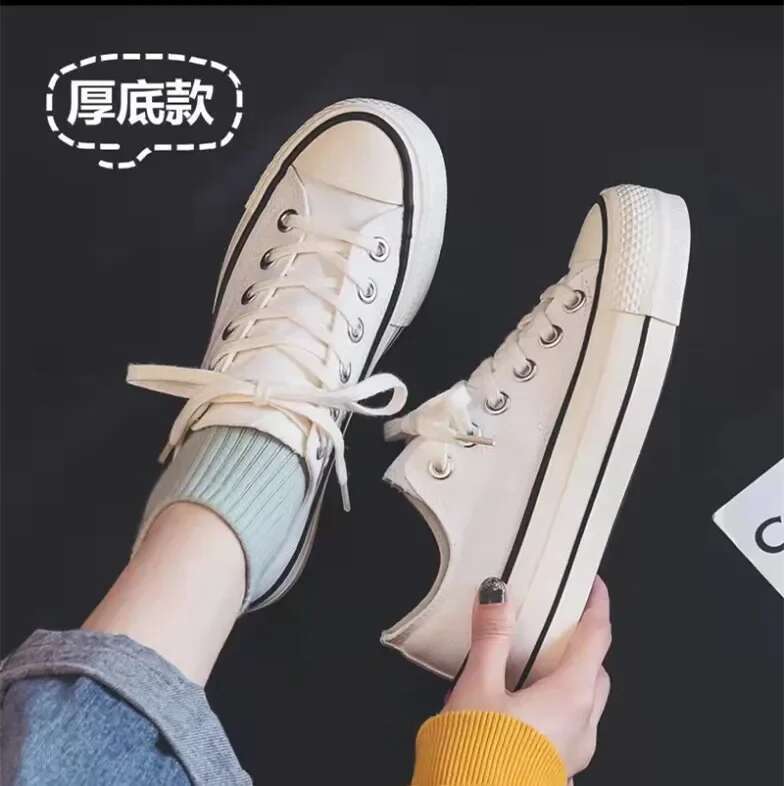 Spring Women's Leisure Canvas Breathable Comfortable Sports Thick Sole Height Increasing Shoes
