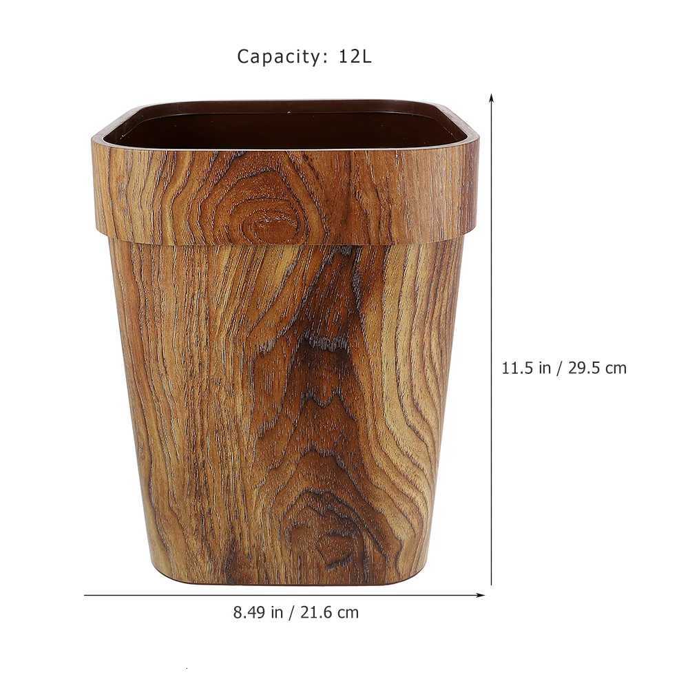 Imitation Wood Grain Plastic Waste Basket Large Capacity Garbage Can for Household Office Kitchen Multi-Function Trash Bin C251120