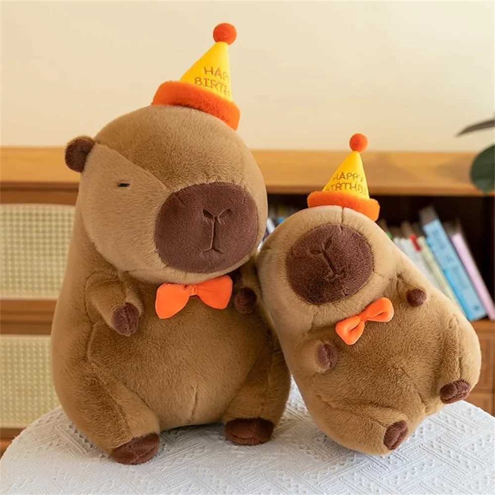 Cute Happy Birthday Capybara Plush Soft Capybara Stuffed Animal Soft Stuffed Toy Kawaii Birthday Gifts Party Decoration for Kids G251120