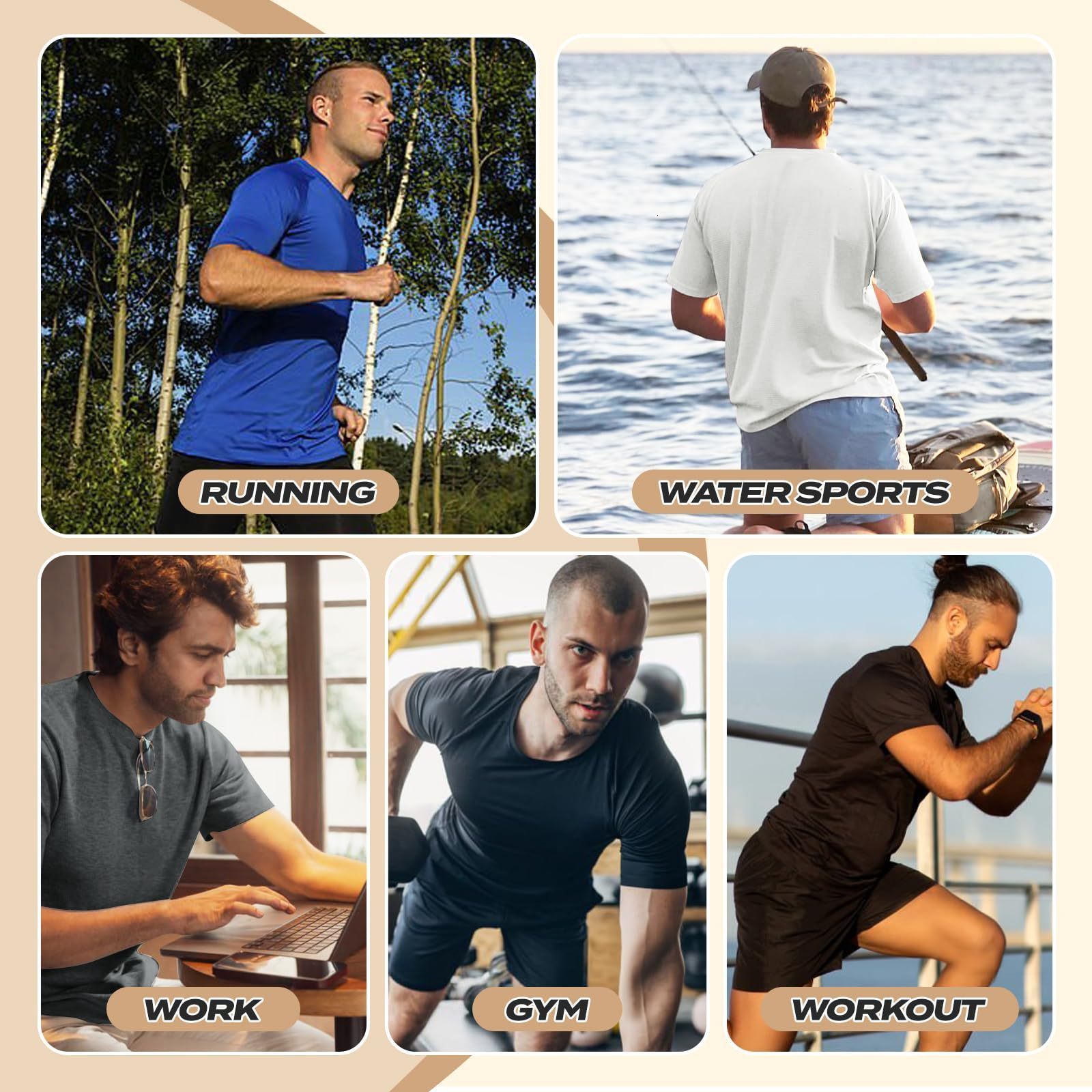 Mens round neck short sleeved fitness sports fashion T-shirt summer thin quick drying slim fit top breathable casual