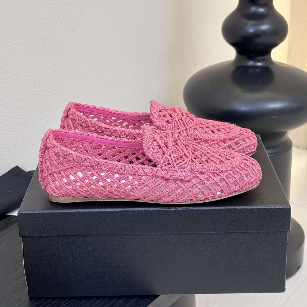 Women Size35-41 Weaving Knitting Loafers Low Heels Solid Colors Hollow Flats Round Toe Designer Shoes atillas De Mujer