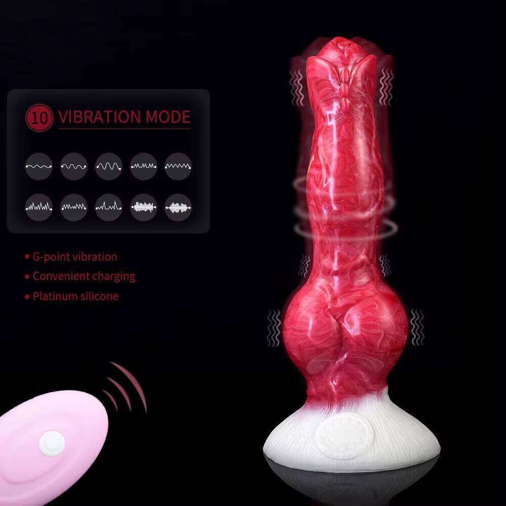 Large Knot Dog Penis Vibrating Rechargeable Dildos Silicone Animal Fantasy Dildo Anal Plug Sex Toys