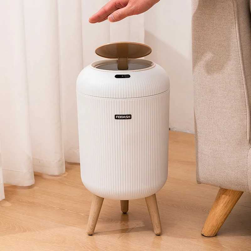 Automatic Opening Lid Trash Can Smart Sensor Built-In Kitchen And Bathroom Garbage Anti-Odor Waterproof Fashionable Trash Can C251120