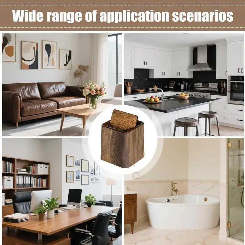 Bedroom Garbage Can Small Trash Bin Desk Decor Dustbin With Lid Space-Saving Storage Container Desktop Accessories For Bedroom C251120