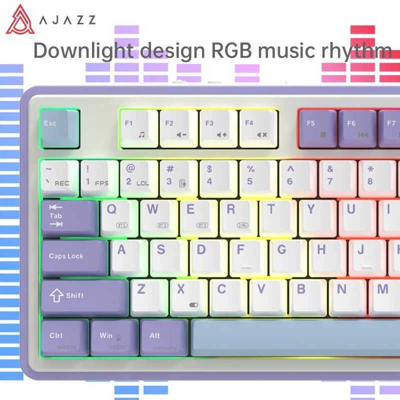 Ajazz Ak870 RGB Gaming Mechanical Keyboard Hot Swap 84 Keys Wireless 24G Wired Keyboards TFT FOR Desktop Laptop PC Y251120