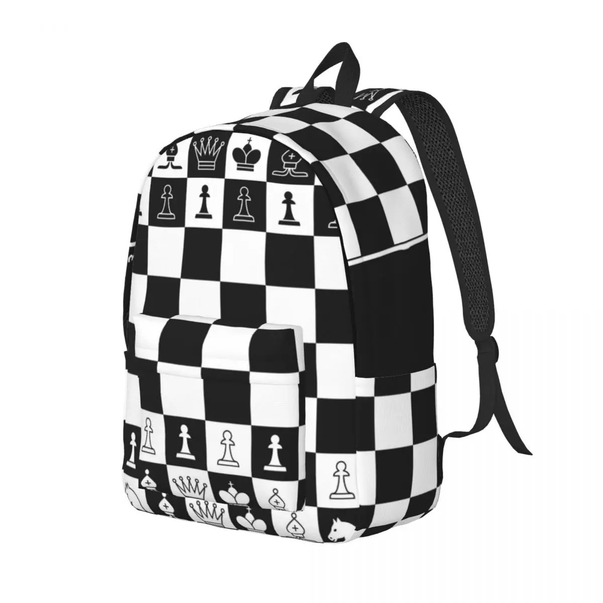 Men Women Backpack Large Capacity School for Student Black And White Chess Board Bag 251111