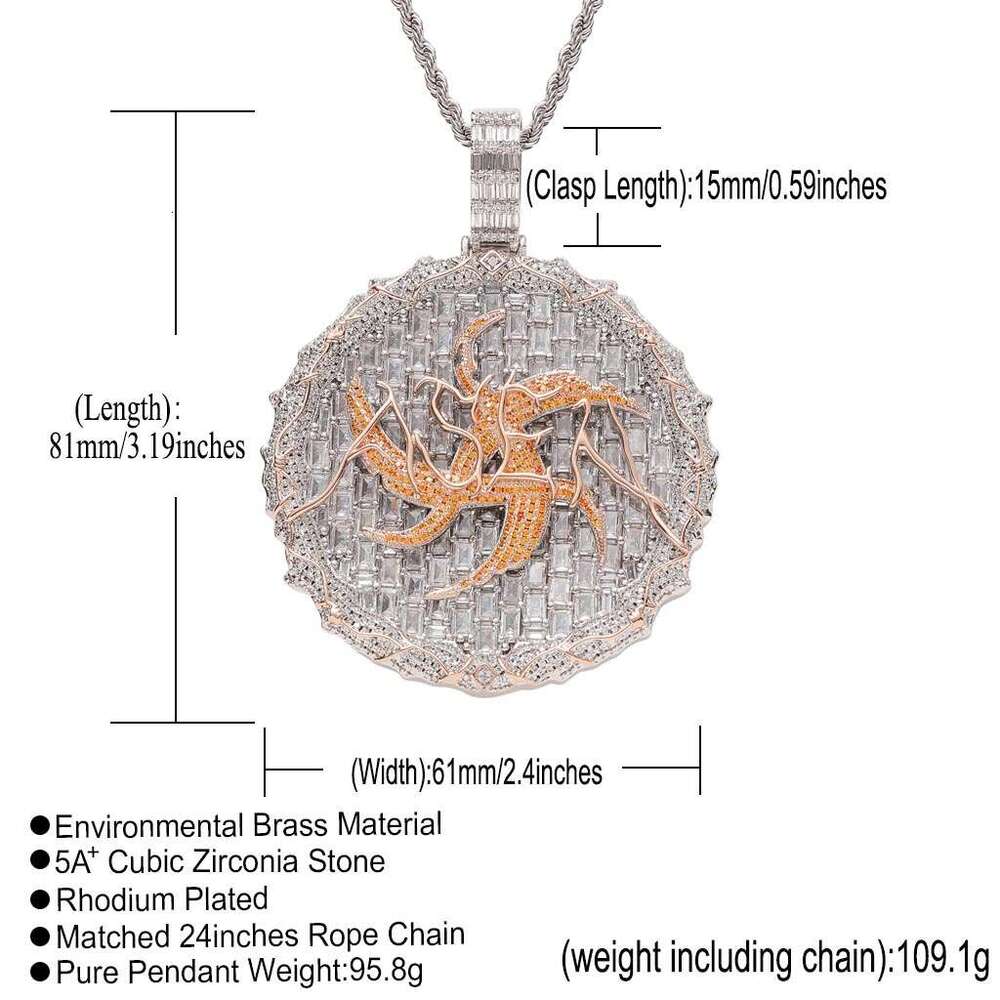 Luxury designer round cake Ice Out vvs Moissanite Necklace Men Women's Pendant 4mm Tennis necklace Pendant Free shipping