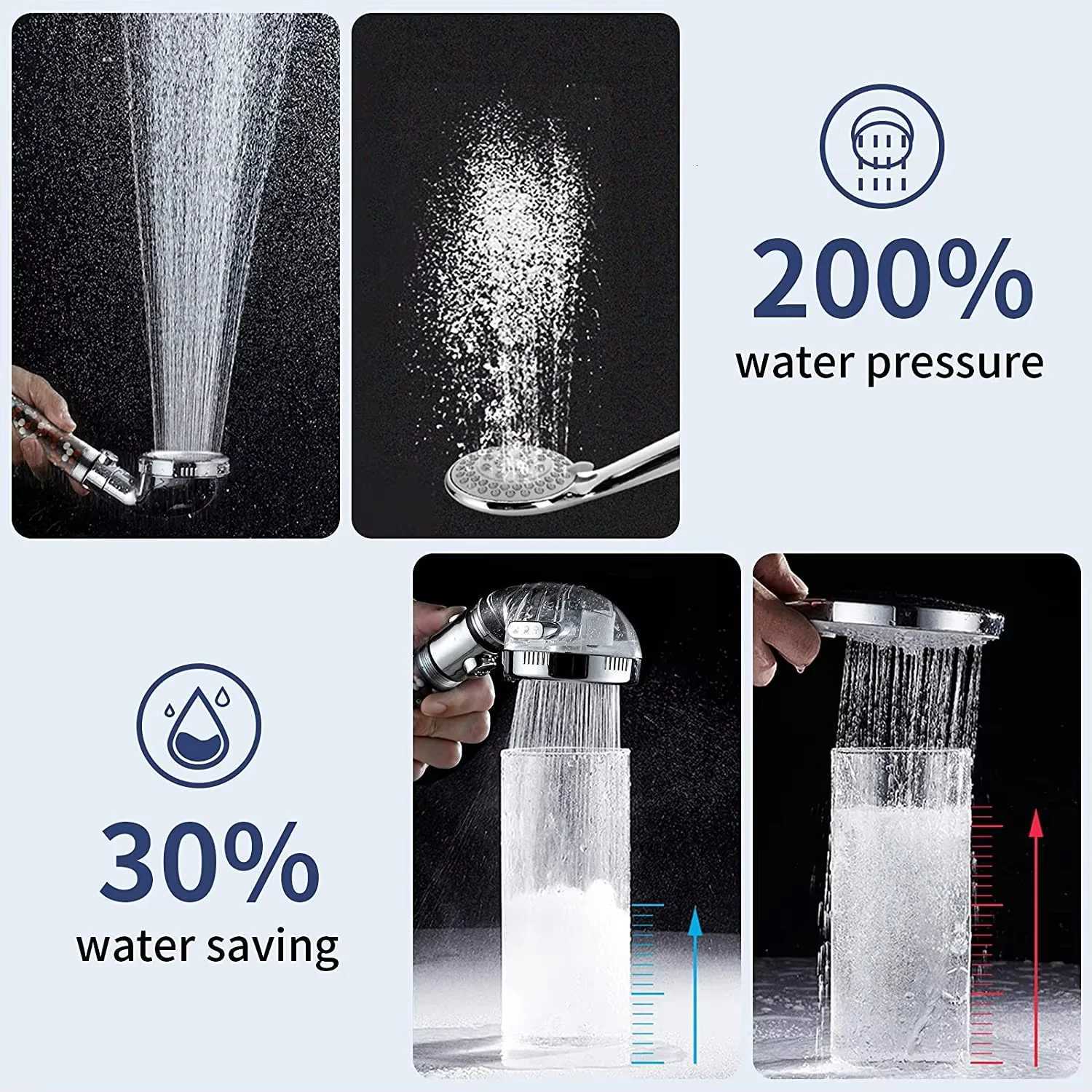 Mineral Balls 3 Modes High Pressure Shower Head with On/Off Switch Filter Water Saving Handheld Showerheads Bathroom AccessoriesM251120