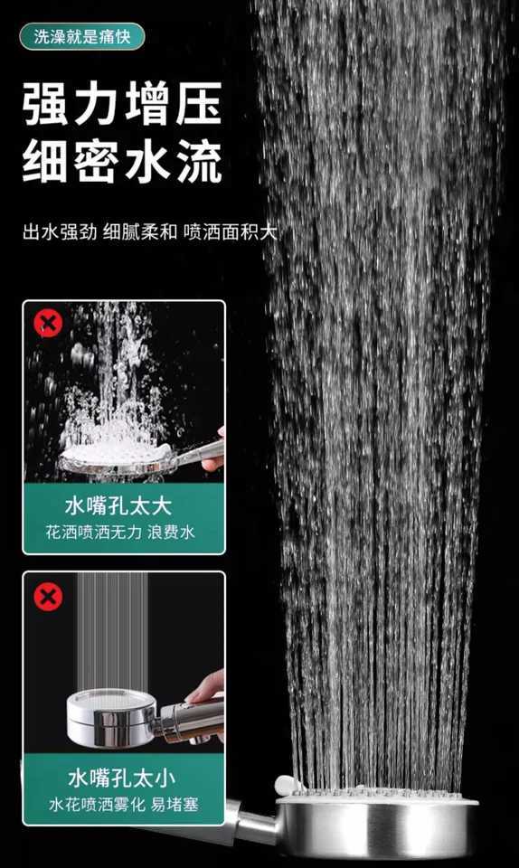 New 304 Stainless Steel Shower Head 5 Step Adjustment Large Flow Spray Nozzle Rainfall Shower Faucet Set Bathroom AccessoriesM251120