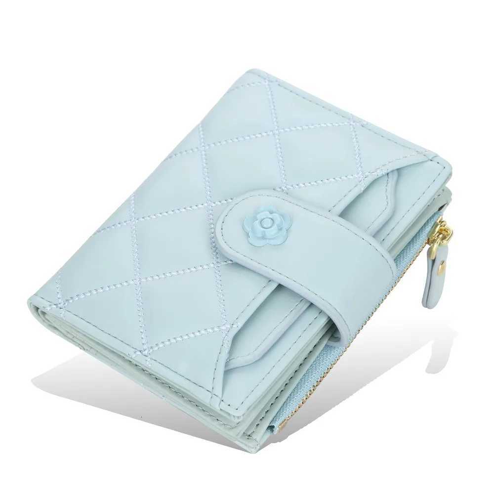 Lingge Women Wallets Short Solid Color Flower Hasp Coin Purses Female Tassel Zipper Pu Leather Credit Card Holder Clutch BagW251120