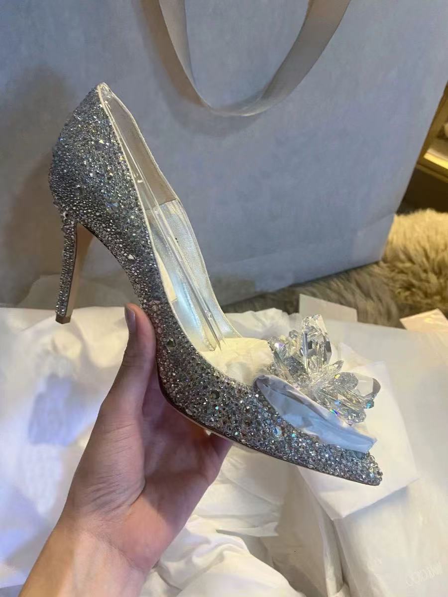 European Wedding Shoes Female Rhinestone Crystal Shoes Stiletto Pointed Red Bridal Shoes Fashion Bridesmaid High Heel 251011