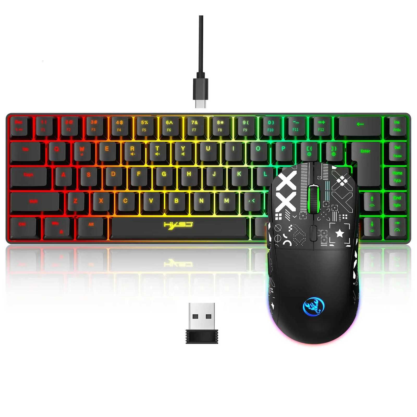 60 gaming Keyboard and mouse cbo set gamer white key board cbo cputer wired keyboards mouses off teclado for laptop pc Y251120 - view 4