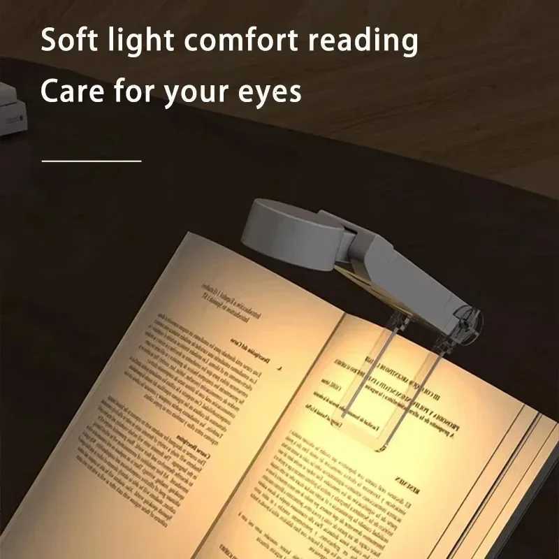 LED Reading Book Lamp Portable Book Clip Night Lights Bedroom Eye Protect Charging Dimmable Clip 360 Flip Led Book Lamps M251120