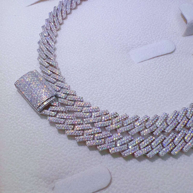 Trendy Style Square 10mm 2 Row Hip Hop Iced Sier FL Silicon Stone Pass Tester Miami Cuban Chain