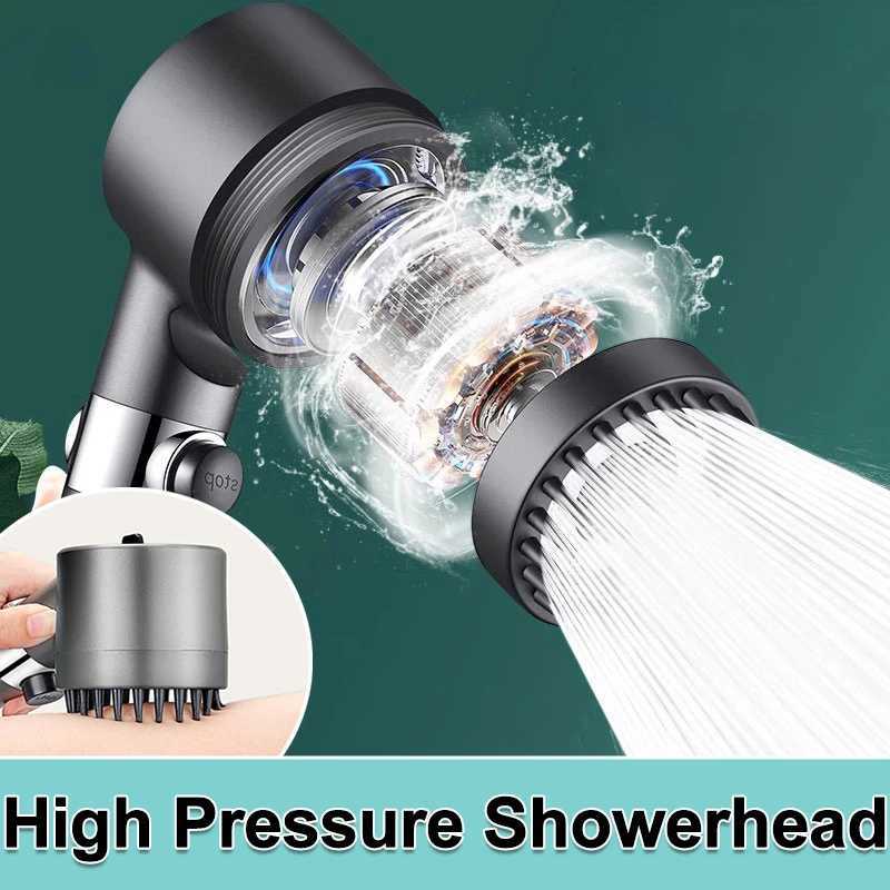 High Pressure Shower Head 4 Modes Adjustable Showerhead With Massage Brush Filters Water Saving Shower Bathroom AccessoriesM251120