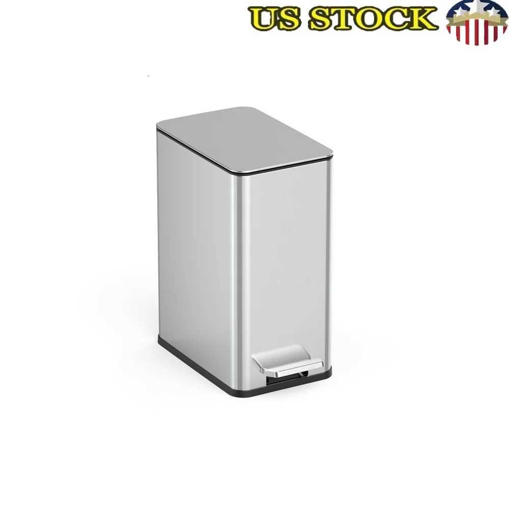 26 Gallon Slim Step On Trash Can Stainless Steel Touchless Soft Close Lid Non Skid Base Heavy Duty Wastebasket C251120