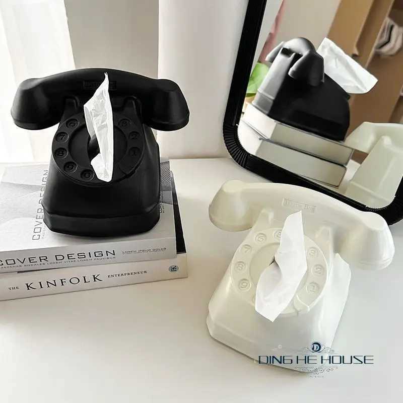 Creative Personty Retro Telephone Tissue Box Household Living Room Bedroom Table Decorative Style Storage Box C251120
