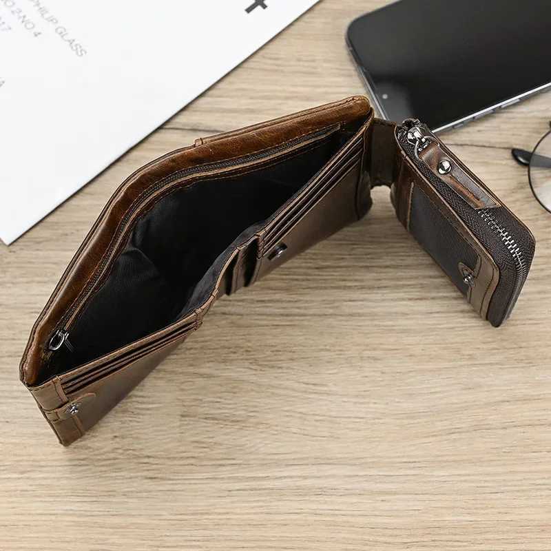 3-fold leather short wallet soft cowhide mens business card wallet zipper wallet luxury designer mens wallet W250419
