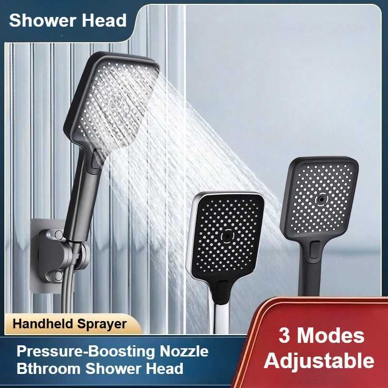 Household Pressure-Boosting Nozzle Large Water Outlet Shower Head Handheld Shower Nozzle Bathroom 3 Speed Adjustable Shower HeadM251120